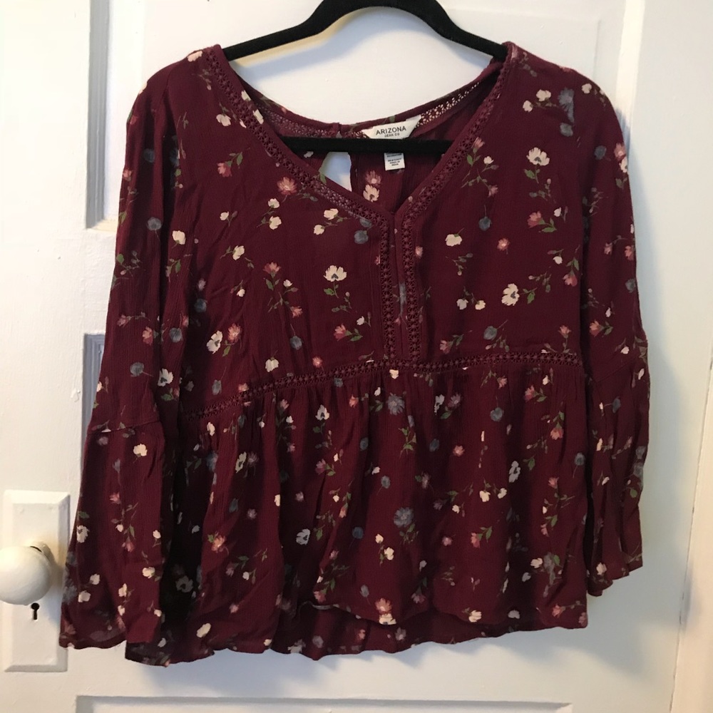 Burgundy Floral Blouse